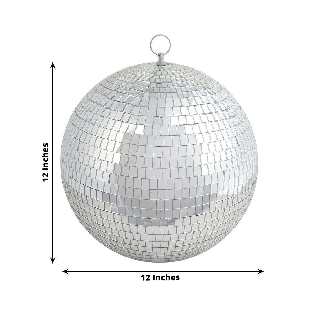 Pack Of 2 - 12 Silver Disco Mirror Ball - Large Disco Ball With Hanging  Swivel Ring