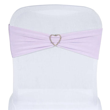 5 Pack Lavender Lilac Spandex Stretch Chair Sashes Bands Heavy Duty with Two Ply Spandex - 5"x12"