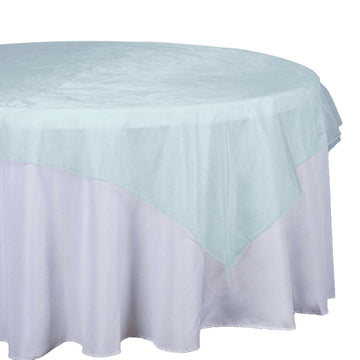 72"x72" Light Blue Organza Square Table Overlay