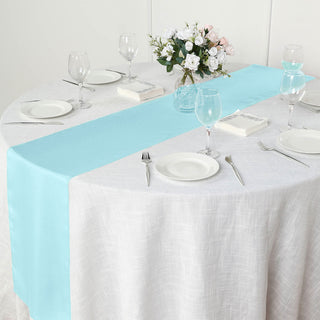 Light Blue Polyester Table Runner - The Perfect Addition to Your Event Decor