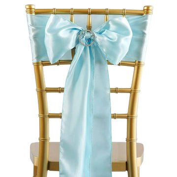 5 Pack 6"x106" Light Blue Satin Chair Sashes