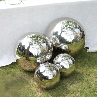 Transform Your Event Decor with the Silver Stainless Steel Shiny Mirror Gazing Ball Transform Your Event Decor with the Silver Stainless Steel Shiny Mirror Gazing Ball