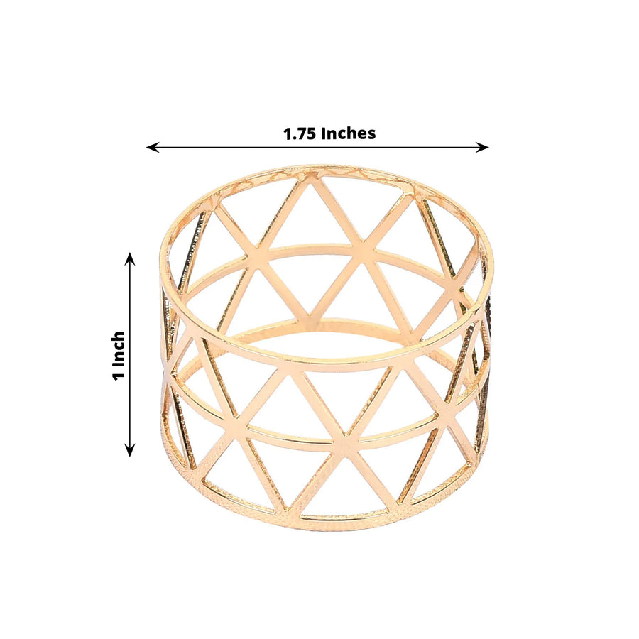 5 Pack | Metallic Gold Geometric Napkin Rings, Paper Napkin Holders