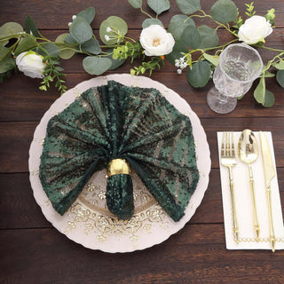Make a Bold Statement with Hunter Emerald Green Geometric Diamond Glitz Sequin Cloth Napkins Make a Bold Statement with Hunter Emerald Green Geometric Diamond Glitz Sequin Cloth Napkins