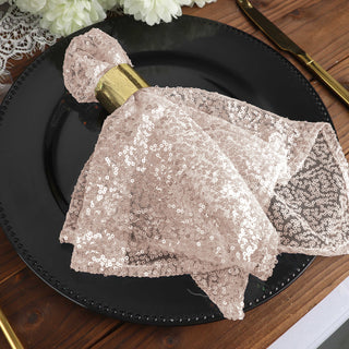 Blush Premium Sequin Cloth Dinner Napkin