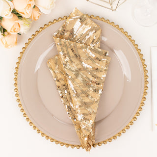Unleash the Sparkle with Champagne Wave Embroidered Sequin Mesh Dinner Napkin