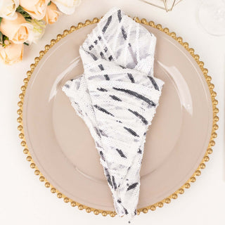 Add a Touch of Luxury with White and Black Embroidered Sequin Napkins Add a Touch of Luxury with White and Black Embroidered Sequin Napkins