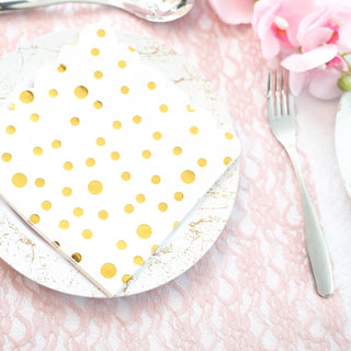 Add Glamour to Your Tablescape with Metallic Gold Dotted Paper Dinner Napkins