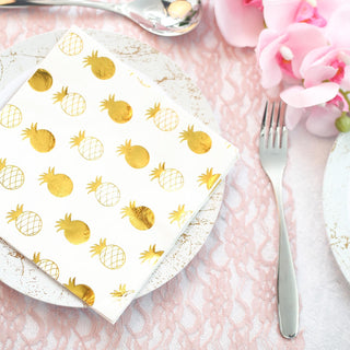 Add a Festive Touch to Your Table with Metallic Gold Pineapple Paper Dinner Napkins