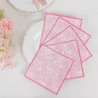 Highly Absorbent Pink French Toile Disposable Napkins Highly Absorbent Pink French Toile Disposable Napkins