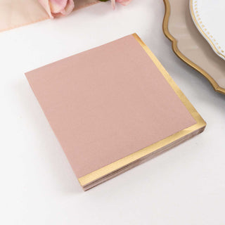 <strong>Dusty Rose Gold Foil Edge Paper Beverage Napkins</strong>