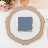 50 Pack Dusty Blue Disposable Cocktail Napkins with Gold Foil Edge