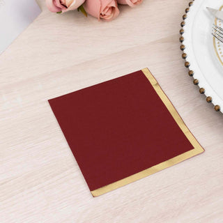 <strong>Burgundy Gold Foil Edge Paper Beverage Napkins</strong> <strong>Burgundy Gold Foil Edge Paper Beverage Napkins</strong>