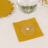 50 Pack 5x5inch Gold Soft 2-Ply Disposable Cocktail Napkins, Paper Beverage Napkins