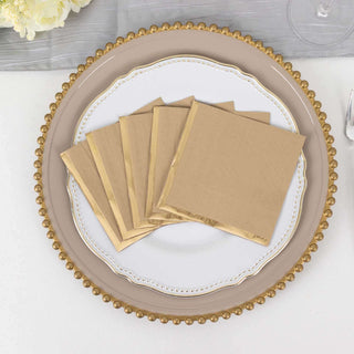 <strong>Gilded Natural Disposable Paper Party Napkins </strong> <strong>Gilded Natural Disposable Paper Party Napkins </strong>