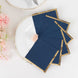 50 Pack Navy Blue Disposable Cocktail Napkins with Gold Foil Edge