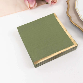 <strong>Dusty Sage Green Paper Beverage Napkins With Gold Foil Edges</strong> <strong>Dusty Sage Green Paper Beverage Napkins With Gold Foil Edges</strong>