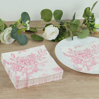 Charming White Pink 2-Ply Paper Napkins for Any Event Charming White Pink 2-Ply Paper Napkins for Any Event