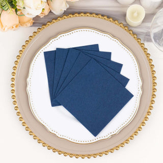 Navy Blue Soft Linen-Feel Airlaid Paper Cocktail Napkins - Elevate Your Event with Style Navy Blue Soft Linen-Feel Airlaid Paper Cocktail Napkins - Elevate Your Event with Style
