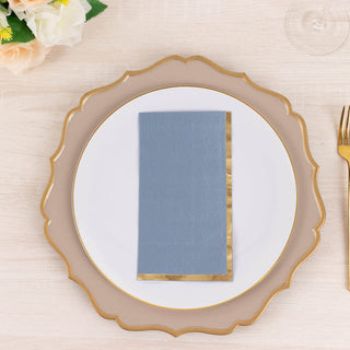 <strong>Sophisticated Elegance with Dusty Blue Gold Foil Edged Paper Dinner Napkins</strong> <strong>Sophisticated Elegance with Dusty Blue Gold Foil Edged Paper Dinner Napkins</strong>