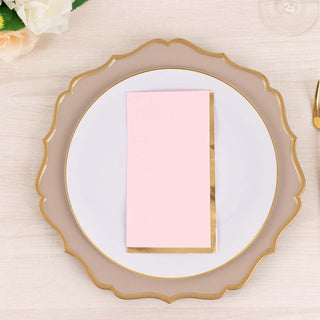 <strong>Sophisticated Elegance with Pink Gold Foil Edged Paper Dinner Napkins</strong> <strong>Sophisticated Elegance with Pink Gold Foil Edged Paper Dinner Napkins</strong>