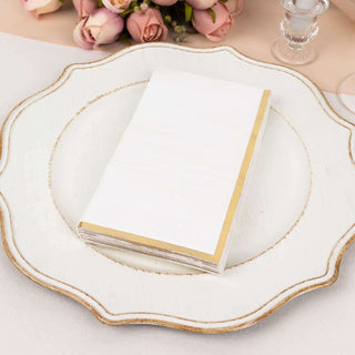 White Soft 2 Ply Disposable Party Napkins with Gold Foil Edge White Soft 2 Ply Disposable Party Napkins with Gold Foil Edge