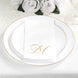 100 Paper Dinner Napkins White with Gold Foil Monogram