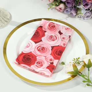 Elegant Red & Pink Floral Rose Design Paper Napkins Elegant Red & Pink Floral Rose Design Paper Napkins