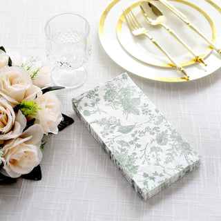 Elevate Your Dining Experience with White Sage Green Floral Print Napkins