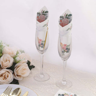 Sophisticated White Pink Peony Flowers Print Disposable Party Napkins Sophisticated White Pink Peony Flowers Print Disposable Party Napkins