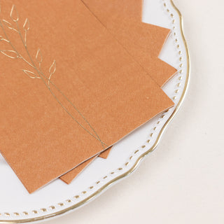 Enhance Your Event Decor with Terracotta (Rust) Gold Embossed Leaf Napkins