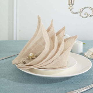 Beige Slubby Textured Cloth Dinner Napkins Beige Slubby Textured Cloth Dinner Napkins