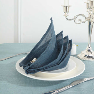 Blue Slubby Textured Cloth Dinner Napkins Blue Slubby Textured Cloth Dinner Napkins