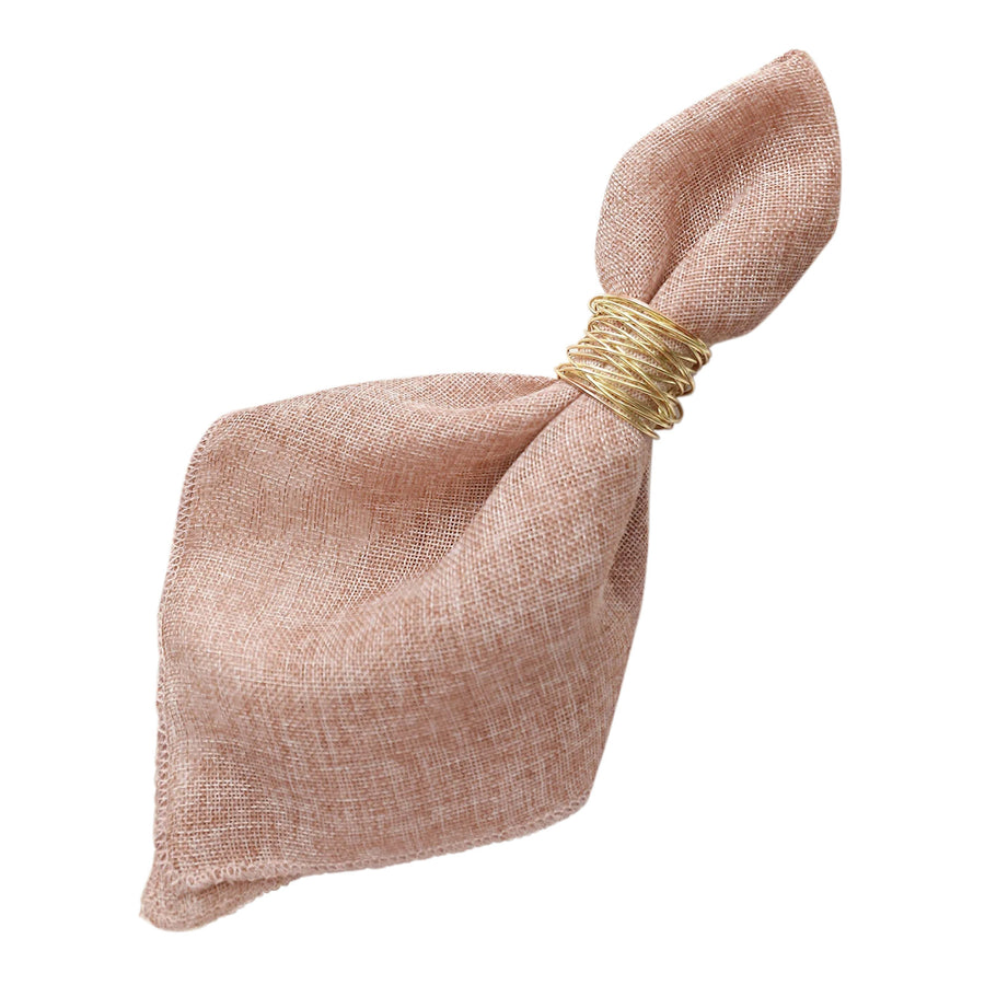 5 Pack | Dusty Rose Boho Chic Rustic Faux Burlap Cloth Dinner Napkins - 19inch#whtbkgd