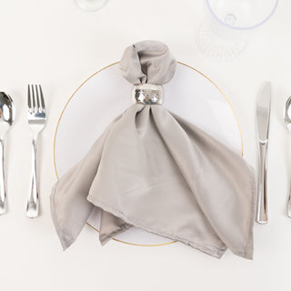 <span>Refined Silver Lamour Satin Cloth Napkins for Your Table Setting</span> <span>Refined Silver Lamour Satin Cloth Napkins for Your Table Setting</span>