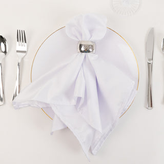 <span>Refined White Lamour Satin Cloth Napkins for Your Table Setting</span> <span>Refined White Lamour Satin Cloth Napkins for Your Table Setting</span>