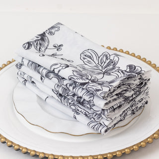 Black and White French Toile Polyester Cloth Napkins – 17"x17" Black and White French Toile Polyester Cloth Napkins – 17"x17"