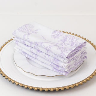 Lavender and White French Toile Polyester Cloth Napkins – 17"x17" Lavender and White French Toile Polyester Cloth Napkins – 17"x17"