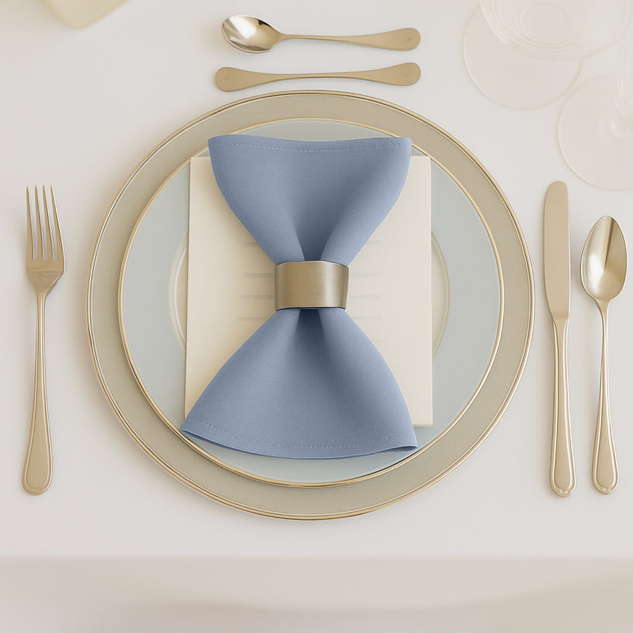 5 Pack Dusty Blue Scuba Napkins – 17x17, Wrinkle-Free & Stain Resistant Cloth Napkins