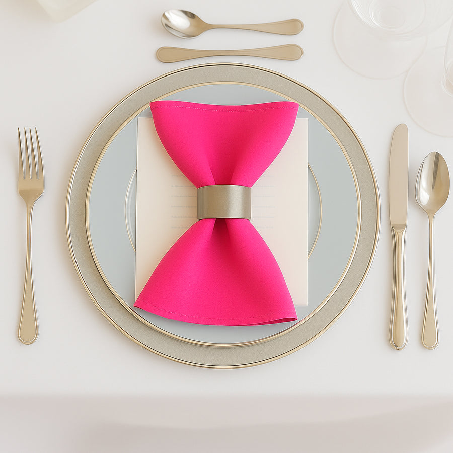 5 Pack Fuchsia Scuba Napkins – 17x17, Wrinkle-Free & Stain Resistant Cloth Napkins