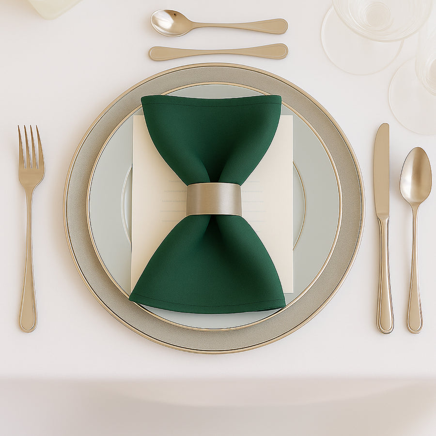 5 Pack Hunter Emerald Green Scuba Napkins – 17x17, Wrinkle-Free & Stain Resistant Cloth Napkins