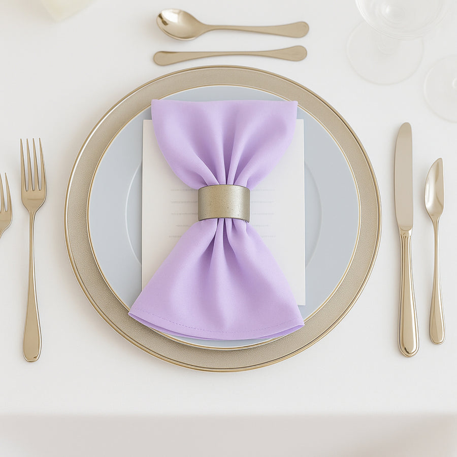 5 Pack Lavender Lilac Scuba Napkins – 17x17, Wrinkle-Free & Stain Resistant Cloth Napkins