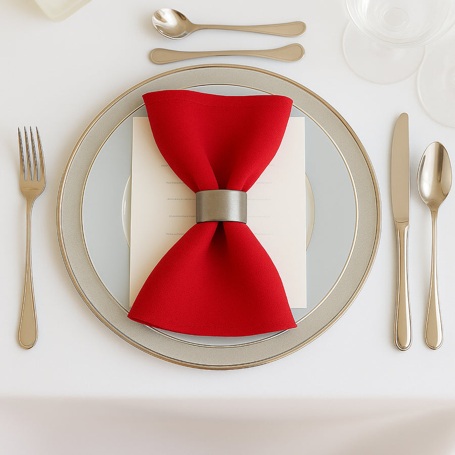 5 Pack Red Scuba Napkins – 17x17 Wrinkle-Free & Stain Resistant Cloth Napkins