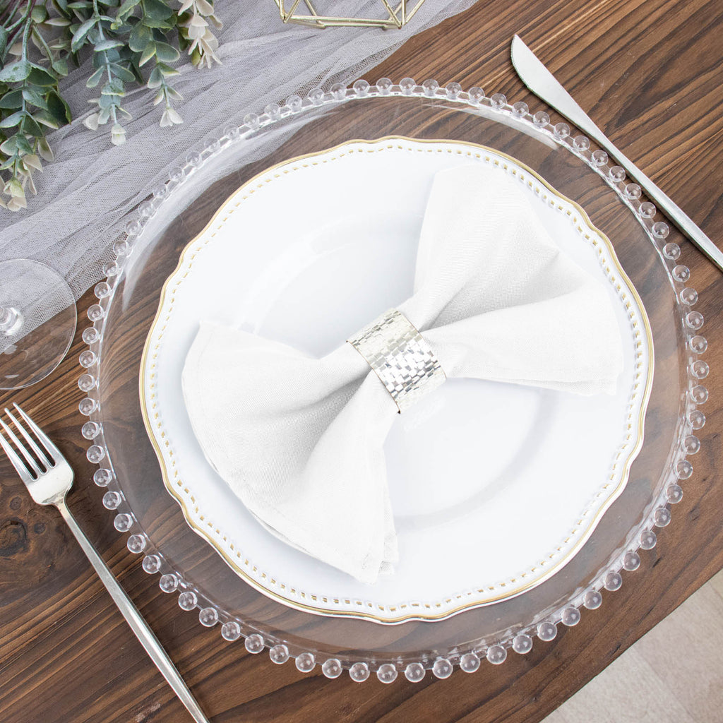 17 in. W x 17 in. L Elegance Plaid Damask White Fabric Napkins (Set of 4)