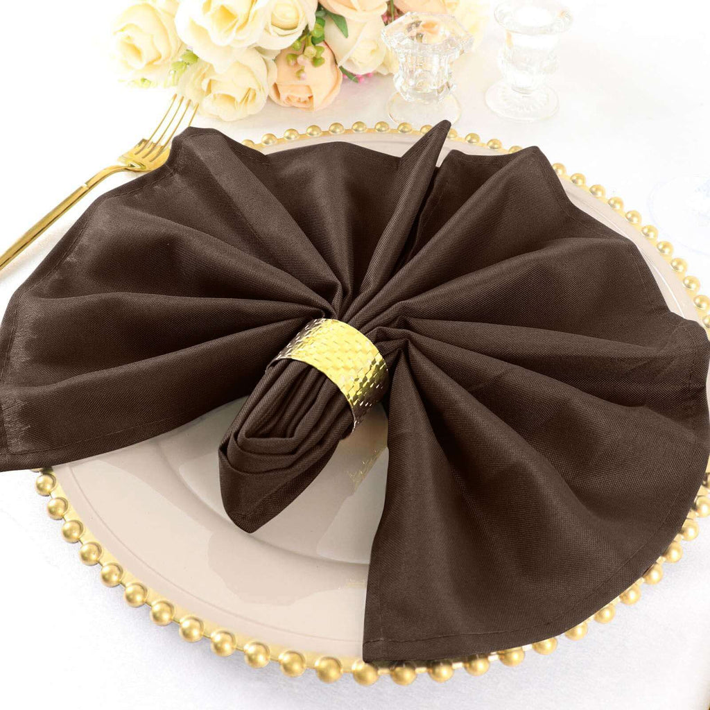 5 Pack 20"x20" Chocolate Polyester Linen Napkins