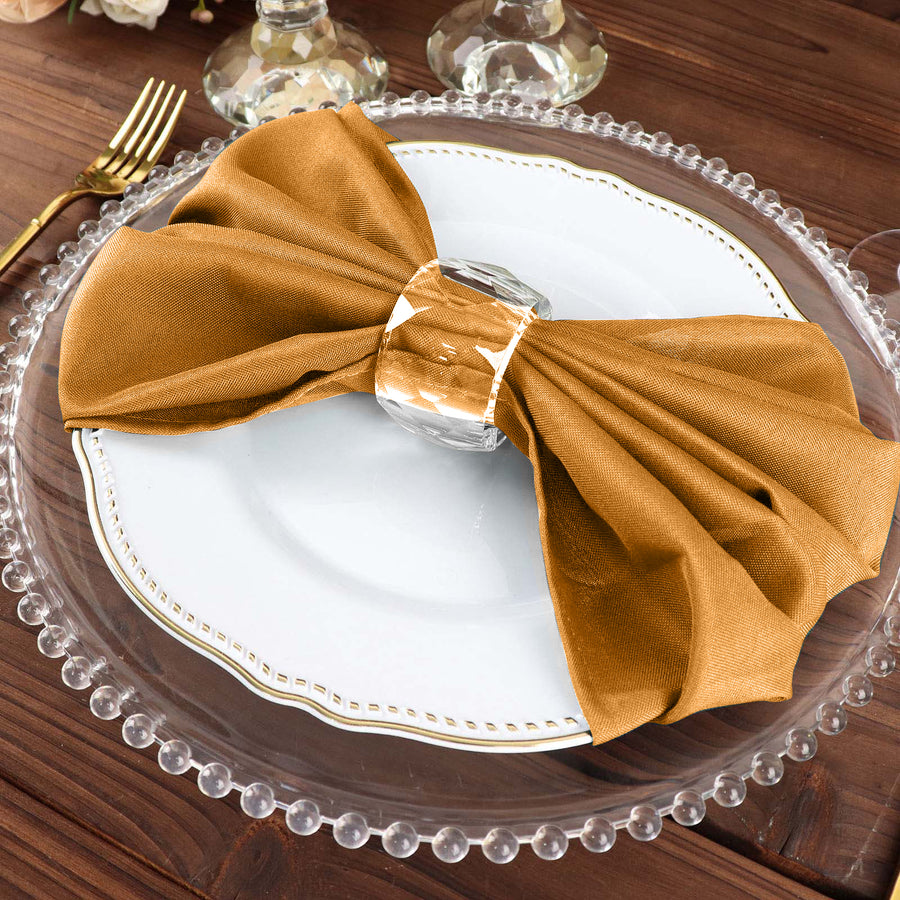 5 Pack | Gold Seamless Cloth Dinner Napkins, Reusable Linen | 20inchx20inch