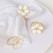 4 Pack | White & Gold Metal Flower Napkin Rings, Floral Serviette Buckle Napkin Holder Set