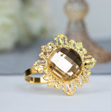6 Pack | 2inch Gold Metal Crystal Rhinestone Napkin Rings, Diamond Bling Napkin Holders
