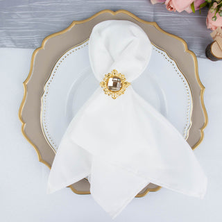 Add a Touch of Elegance with Gold Metal Crystal Rhinestone Napkin Holders