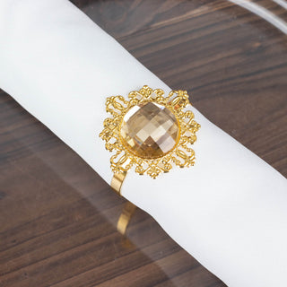 Elevate Your Table Decor with Gold Metal Crystal Rhinestone Napkin Rings